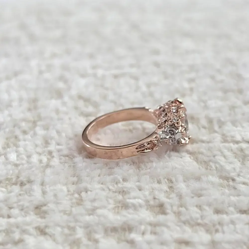 Rose Gold with Silver Skulls Ring Size 7